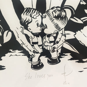Original artwork on paper framed - She Loves You