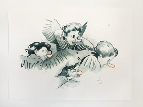 Original artwork on paper - Study with birds
